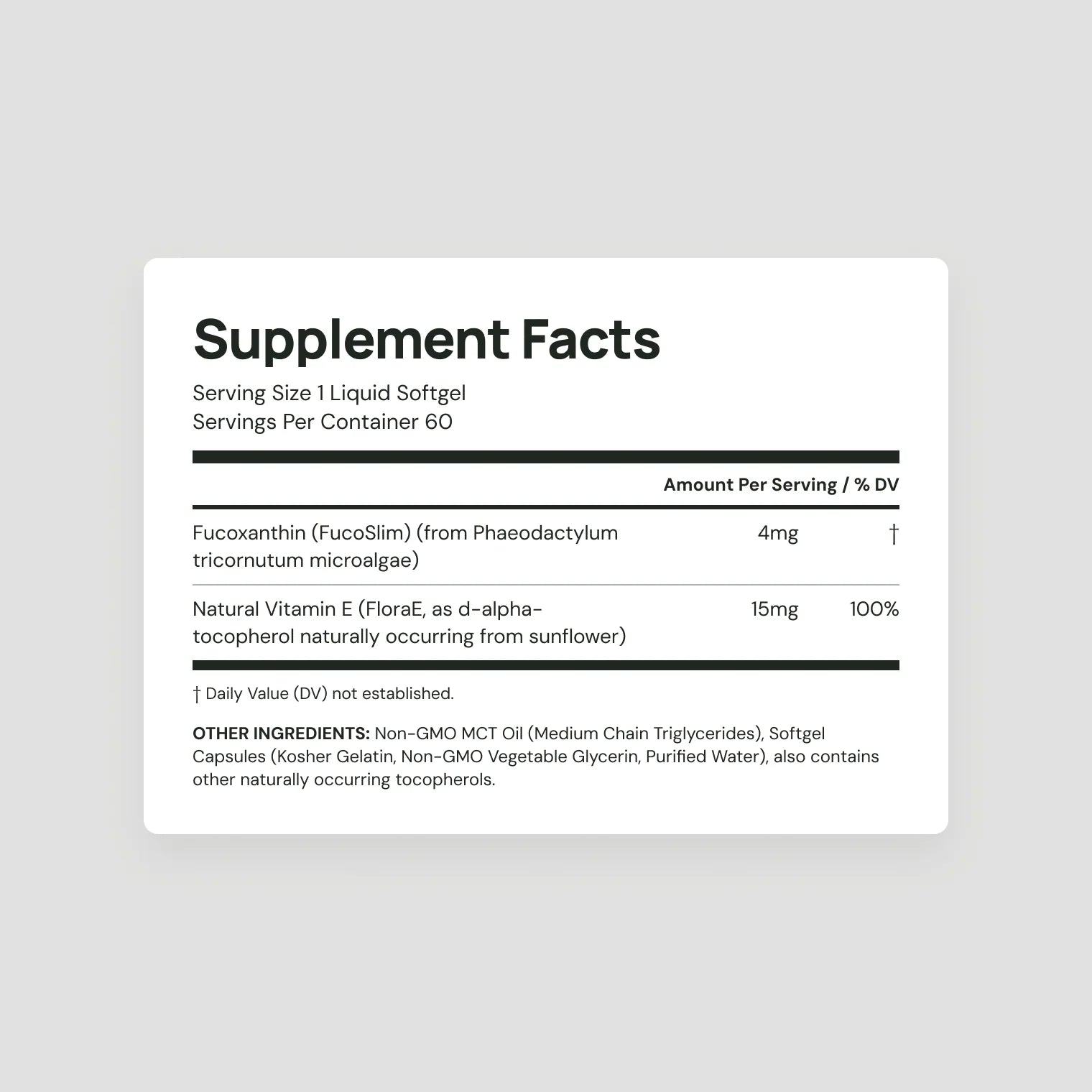 Supplement Facts: New Zealand Fucoxanthin 4mg