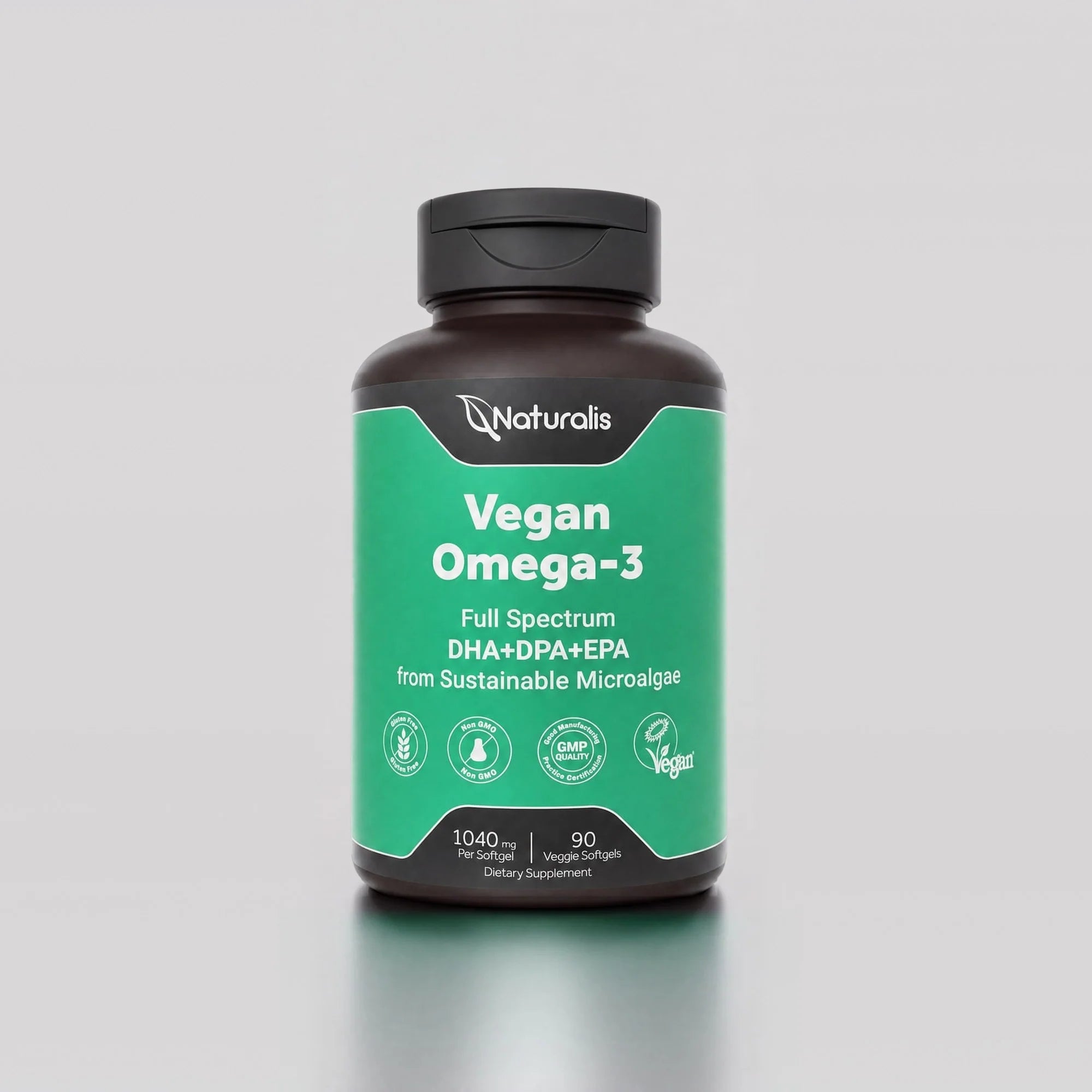 Naturalis Double-Strength Vegan Omega-3 | Full-Spectrum DHA, EPA & DPA from Algae, 1 Softgel/Day packshot