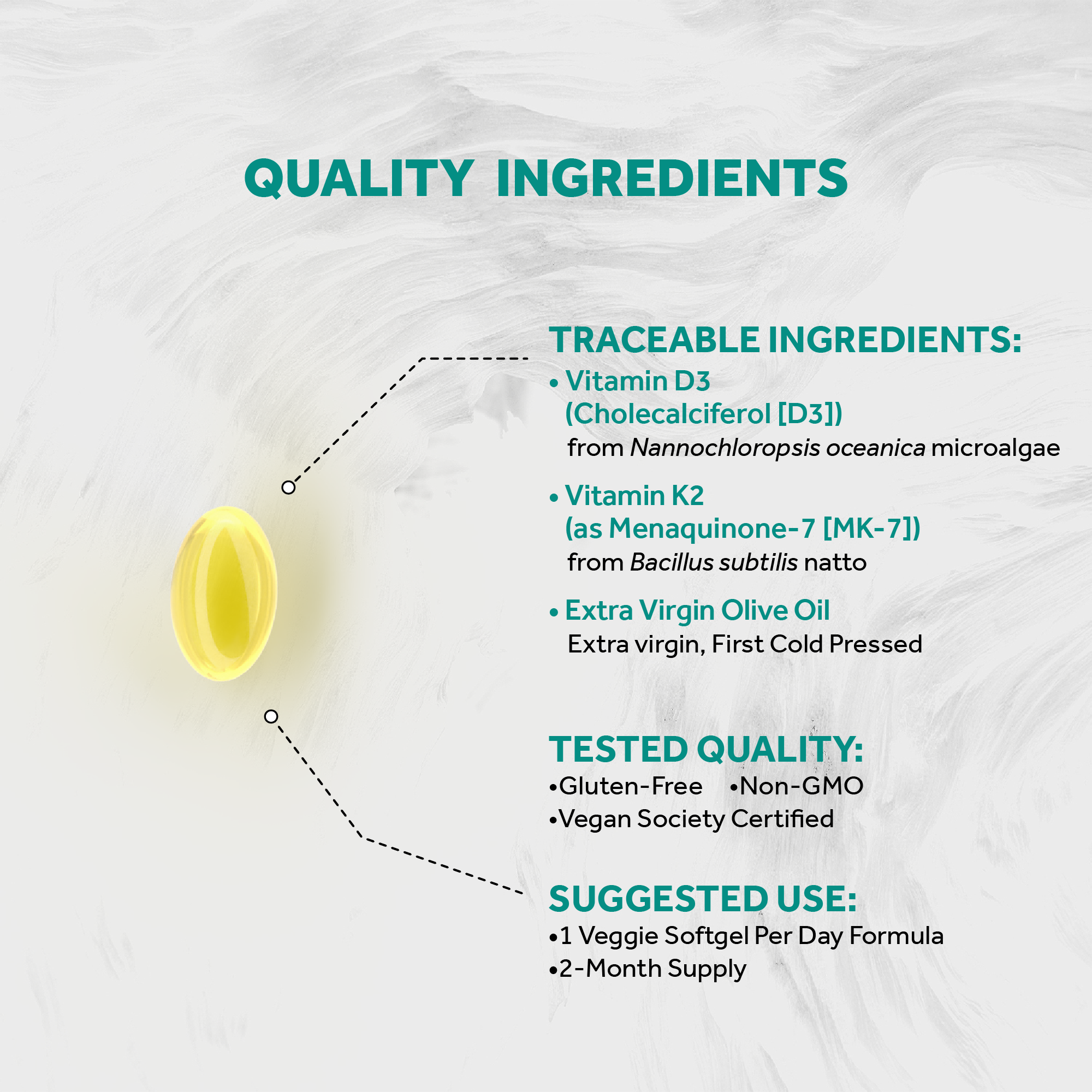 Naturalis Vegan Vitamin D3+K2 from Algae | 5000 IU D3 with 120mcg MK7 | Vegan Society Certified,Sustainably Sourced,Better Than Animal Derived | Better Support for Bone & Immune Health*