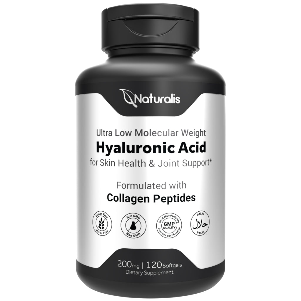 Naturalis Hyaluronic Acid 200mg | Ultra-Low Molecular Weight 5kDa, 10x Absorption + Collagen & Biotin
