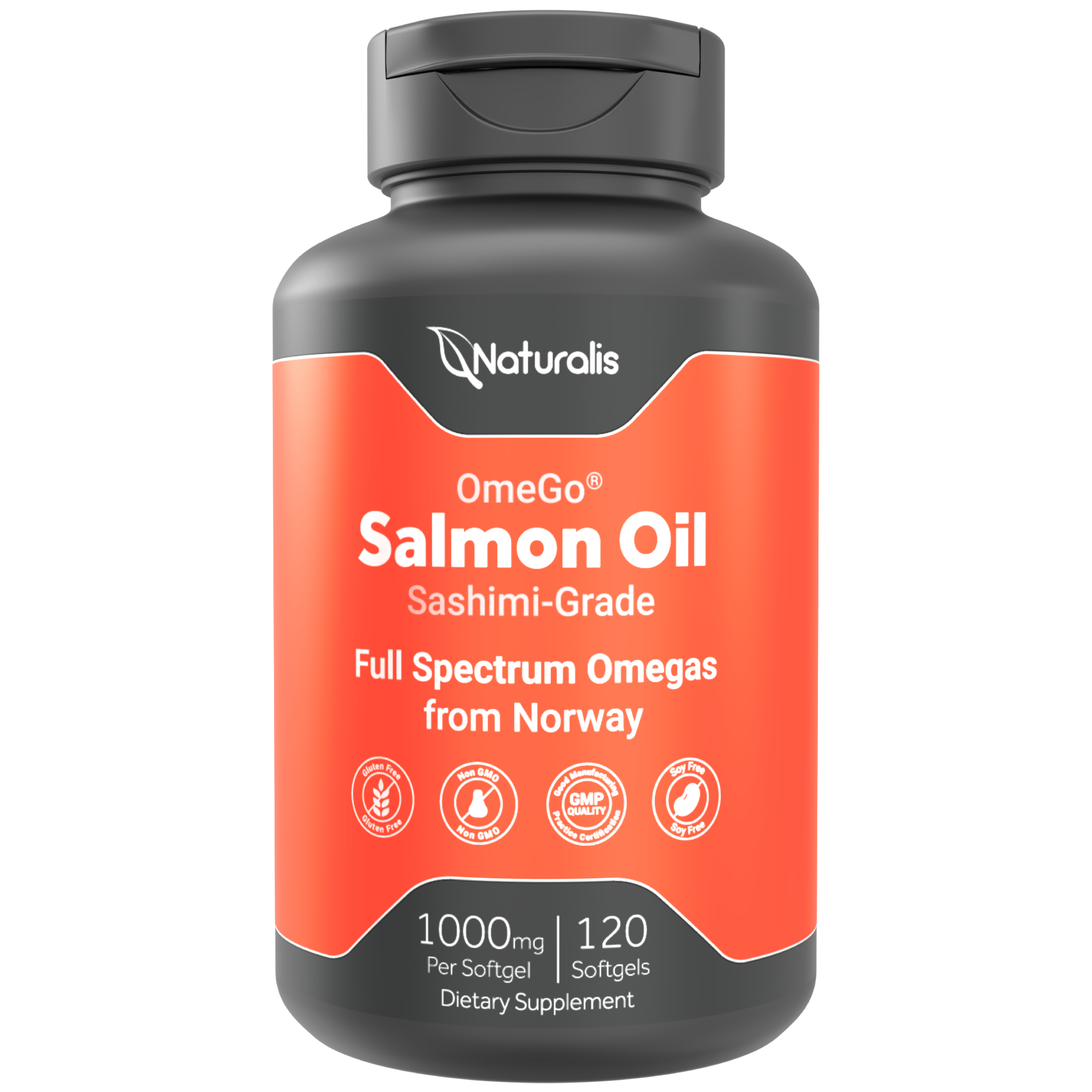 Naturalis Norwegian Atlantic Salmon Oil 1000mg | 100% Antibiotic Free, Non-GMO & Fully Traceable | Clinically Studied to Support Healthy Cholesterol Levels*
