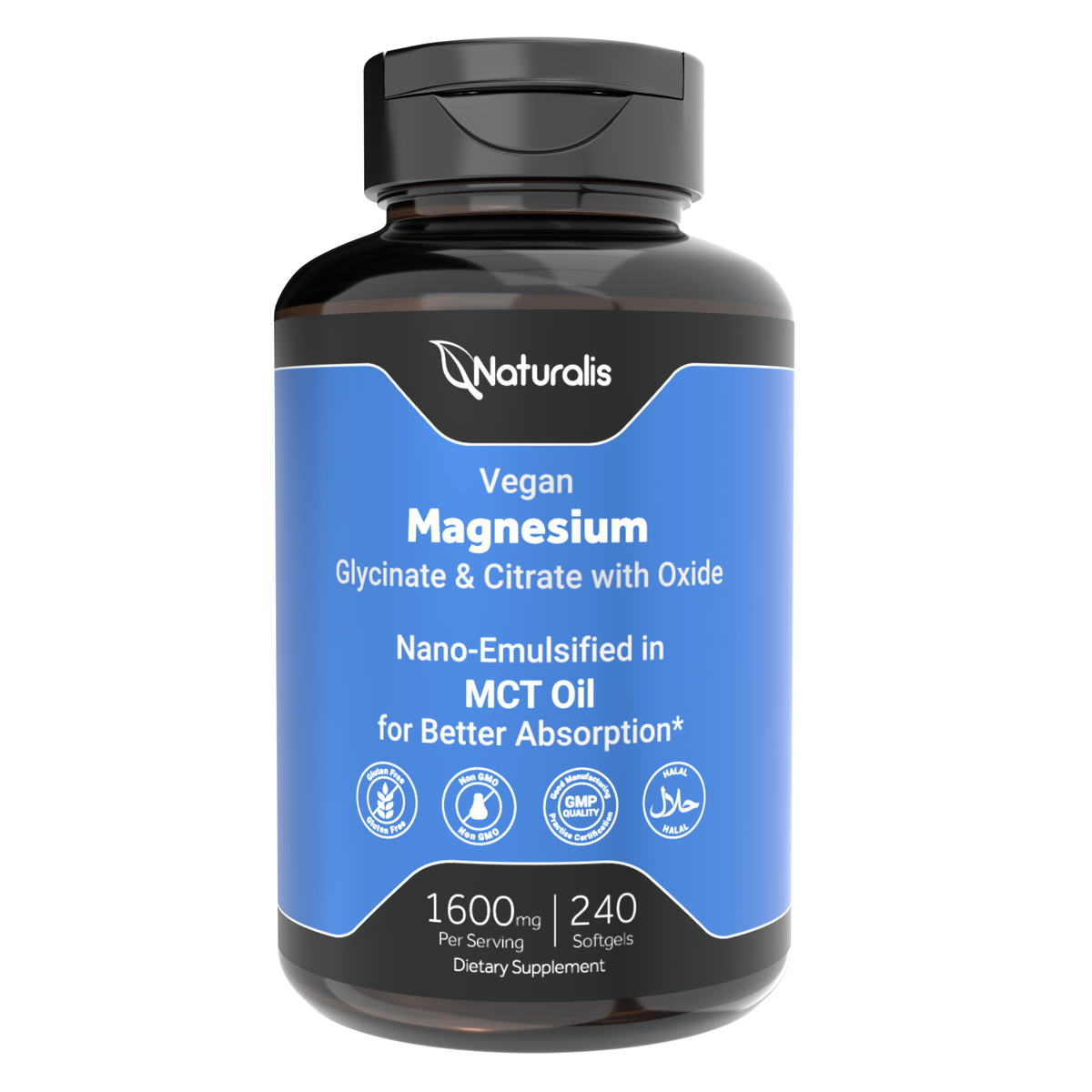 Naturalis Vegan Triple Magnesium Complex | Glycinate, Citrate & Oxide for Sleep, Stress & Muscle