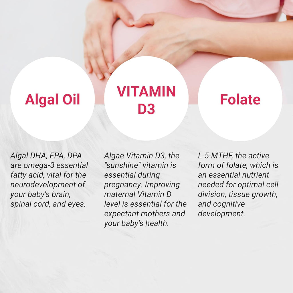 Vegan Prenatal with Full Specrum Omega-3 | Algae  Vitamin D3 & Active Folate image 3