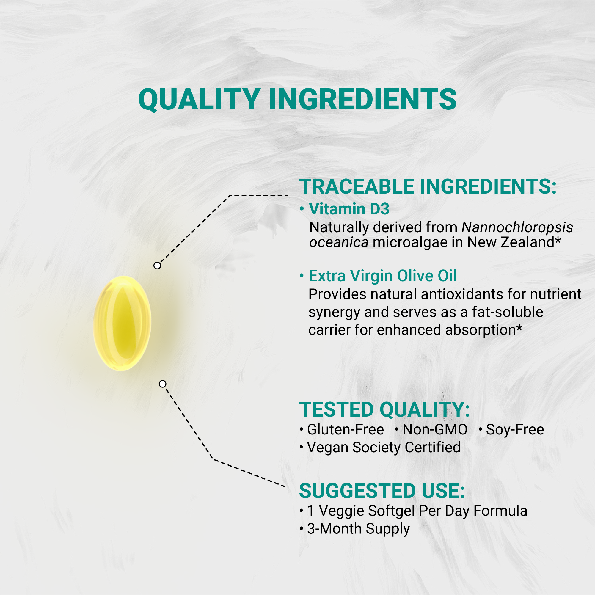 Naturalis Vegan Certified Vitamin D3 125mcg (5000IU) with AlgaeD3 | Vegan, Non-GMO, Soy & Gluten Free | Naturally Derived in New Zealand | Bone & Immune Support
