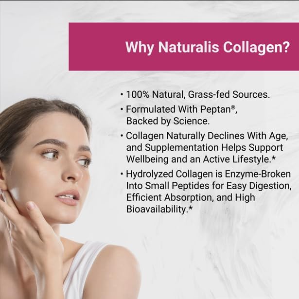 Naturalis Collagen Peptides Powder (7oz) | Made with Peptan® Collagen, Clinically Studied to Support Healthy Skin, Hair & Bones* | Soy & Gluten Free, Grass-Fed, Non-GMO, Halal, Kosher