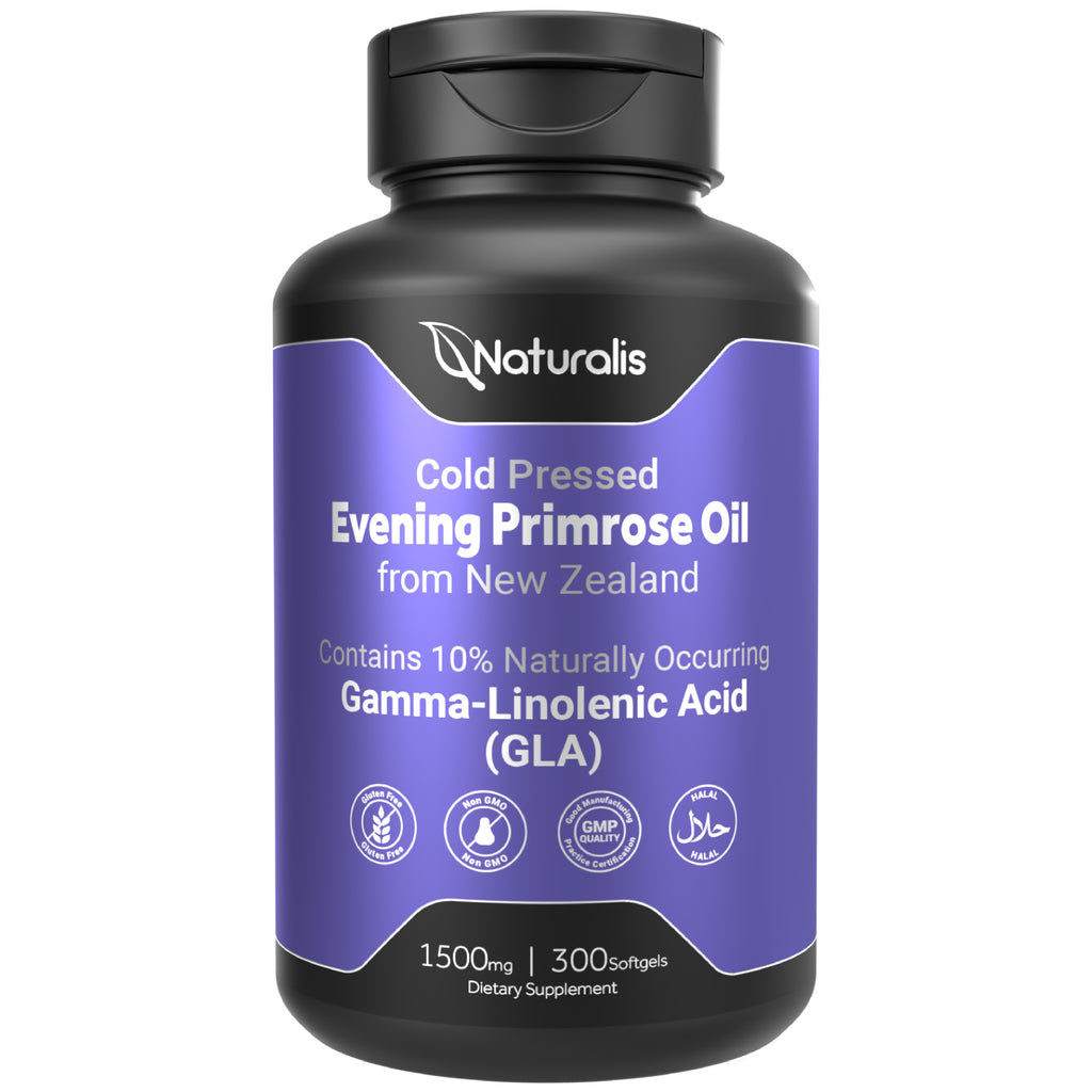 Naturalis Evening Primrose Oil 500mg | New Zealand-Grown, 10% GLA, 3 Softgel/Day