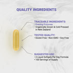Naturalis Evening Primrose Oil 500mg | New Zealand-Grown, 10% GLA, 3 Softgel/Day
