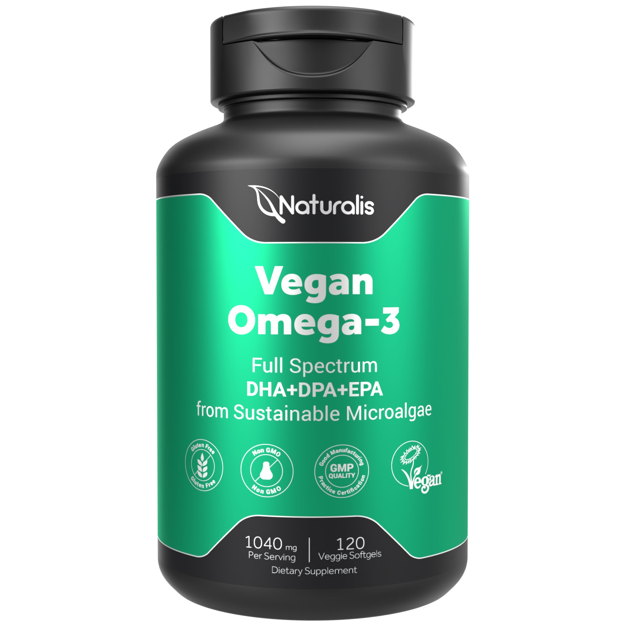 Naturalis Vegan Omega 3 DHA, EPA & DPA from Algae | Vegan Society Certified, Sustainably Sourced, True Full Spectrum