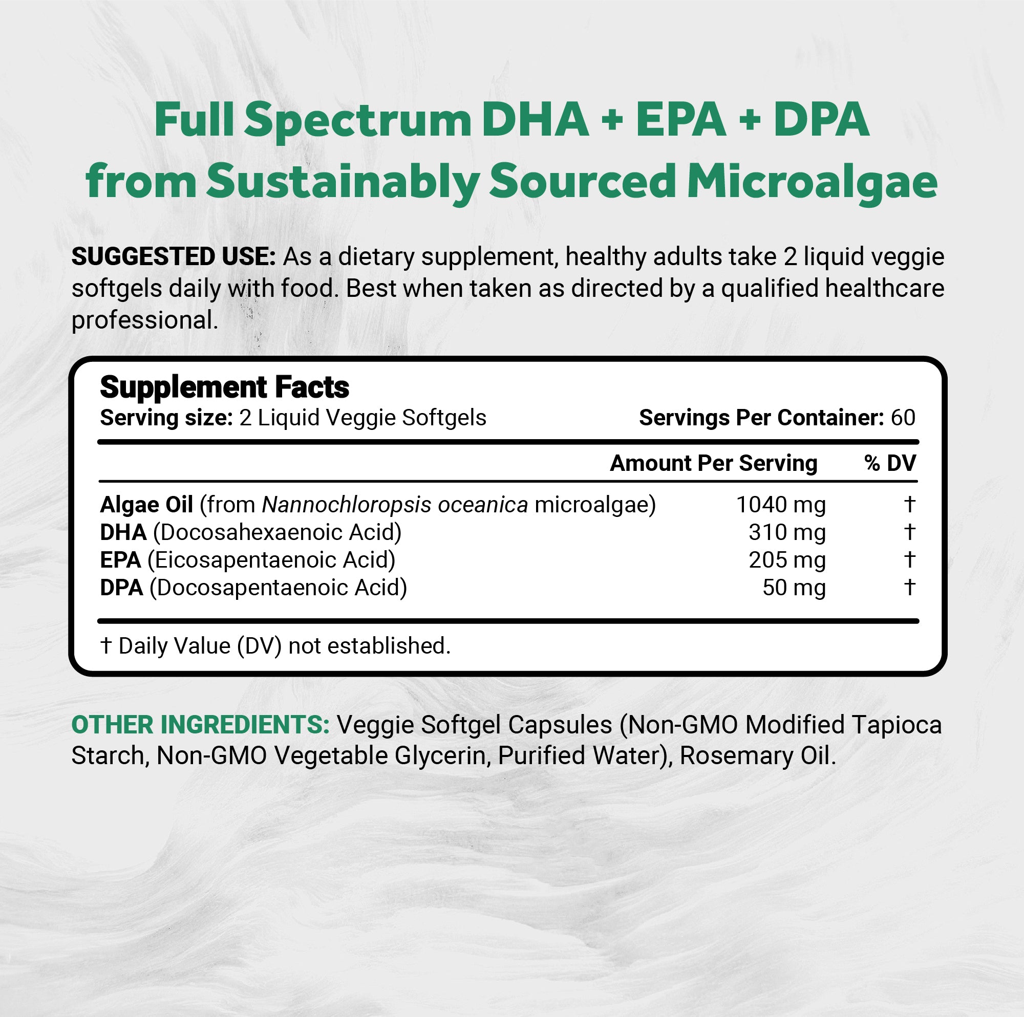 Naturalis Vegan Omega 3 DHA, EPA & DPA from Algae | Vegan Society Certified, Sustainably Sourced, True Full Spectrum