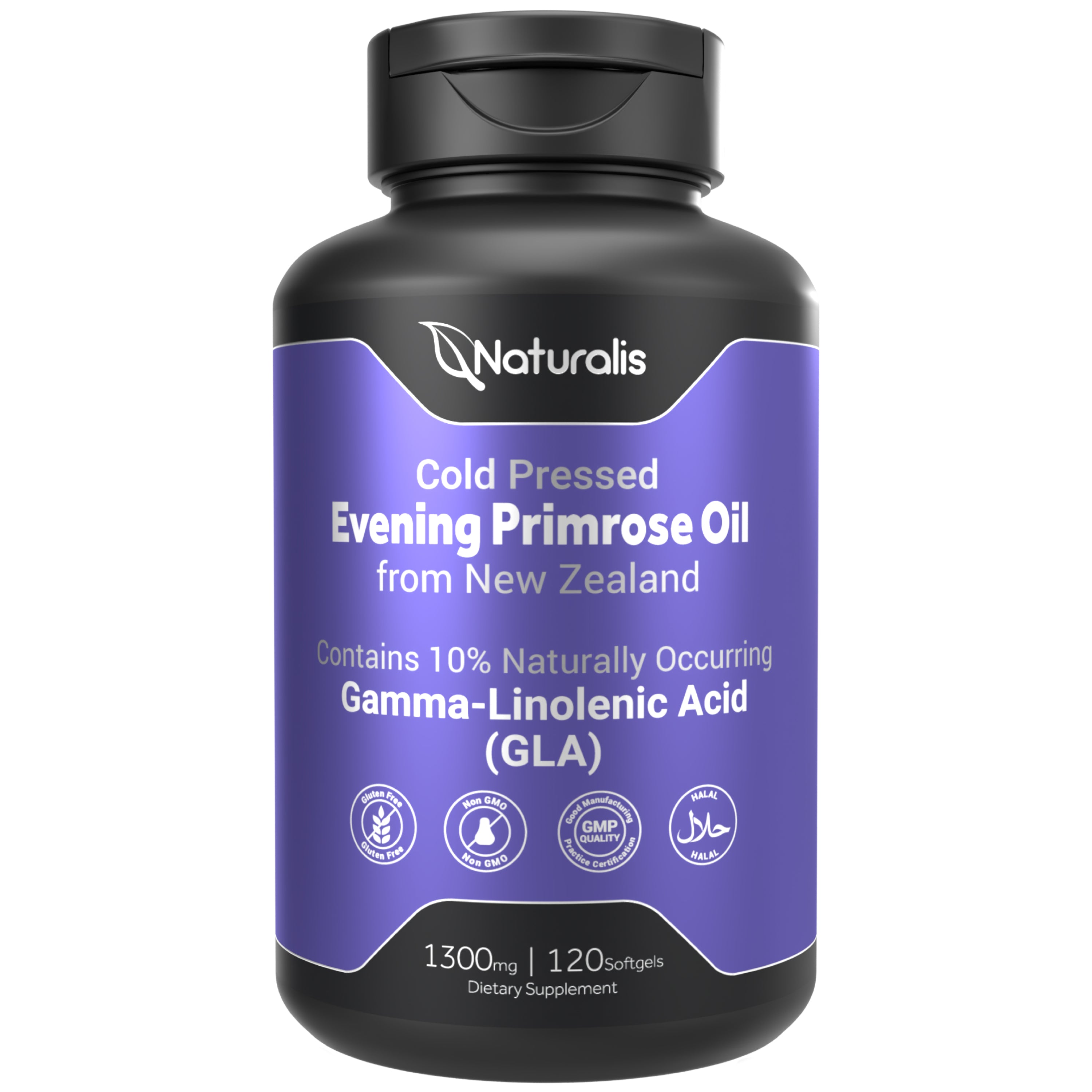 Naturalis Evening Primrose Oil (1300mg) | 100% Natural from New Zealand | Non-GMO, Soy & Gluten Free, Zero Filler