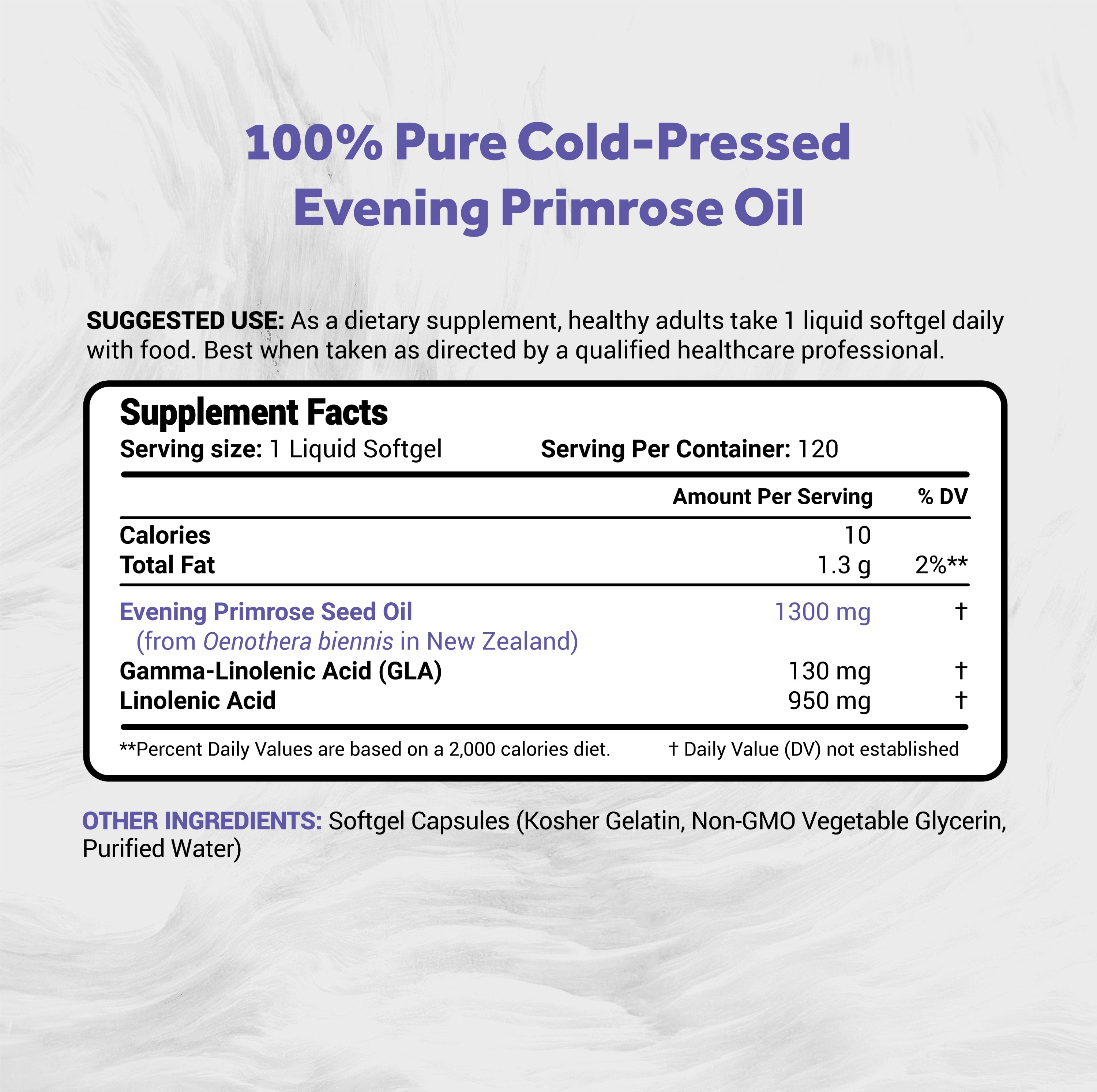 Naturalis Evening Primrose Oil (1300mg) | 100% Natural from New Zealand | Non-GMO, Soy & Gluten Free, Zero Filler