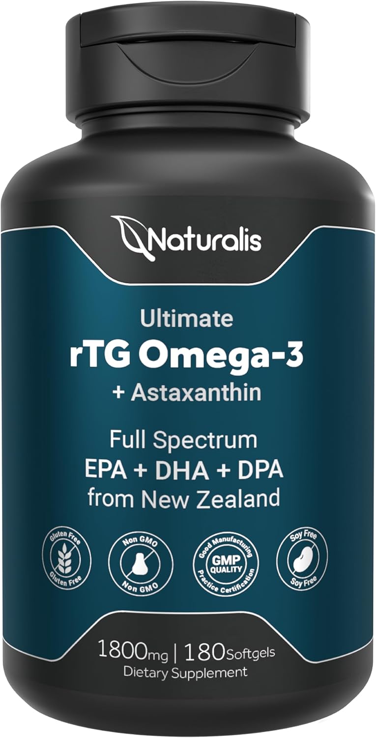 Naturalis Ultimate rTG Omega 3 Fish Oil 1800mg from Wild New Zealand Tuna | IFOS Certified & Sustainably Sourced | Full Spectrum Omega3s EPA, DHA & DPA