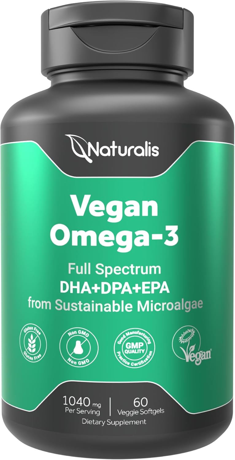 Naturalis Vegan Omega 3 DHA, EPA & DPA from Algae | Vegan Society Certified, Sustainably Sourced, True Full Spectrum