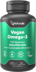 Naturalis Vegan Omega 3 DHA, EPA & DPA from Algae | Vegan Society Certified, Sustainably Sourced, True Full Spectrum