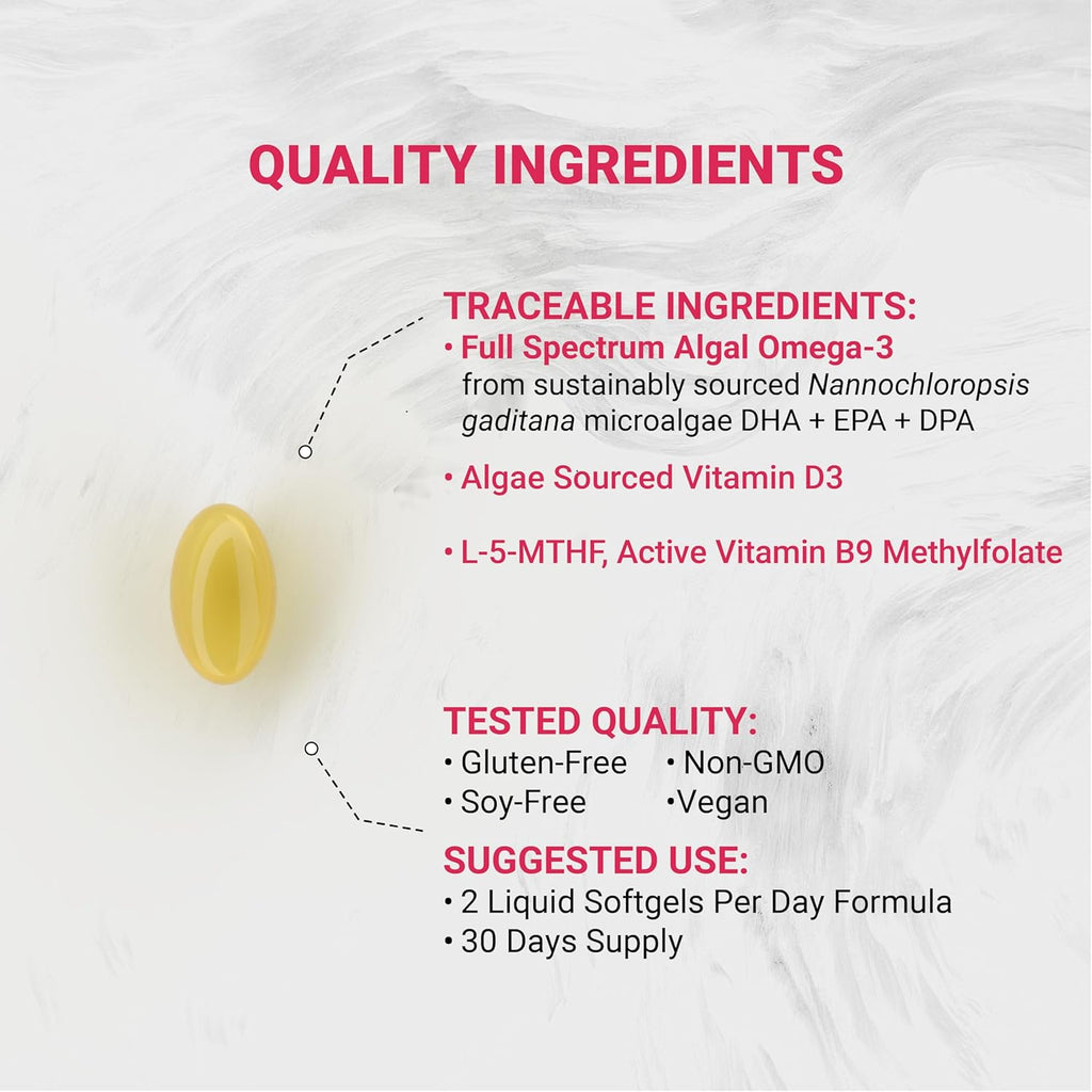 Vegan Prenatal with Full Specrum Omega-3 | Algae  Vitamin D3 & Active Folate image 4