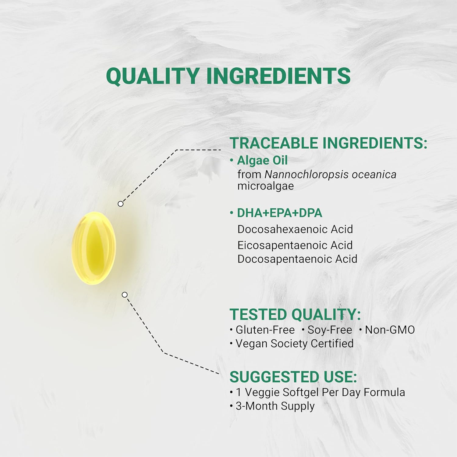 Naturalis Double Strength Vegan Omega 3 DHA, EPA & DPA from Microalgae | Vegan Society Certified, Sustainably Sourced, True Full Spectrum