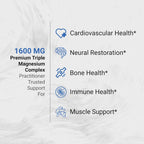 Naturalis Vegan Triple Magnesium Complex | Chelated Glycinate, Citrate & Oxide 1600mg Delivers 250mg Elemental Magnesium | Easily Absorbed for Stress, Muscle, Heart, Bone Support*