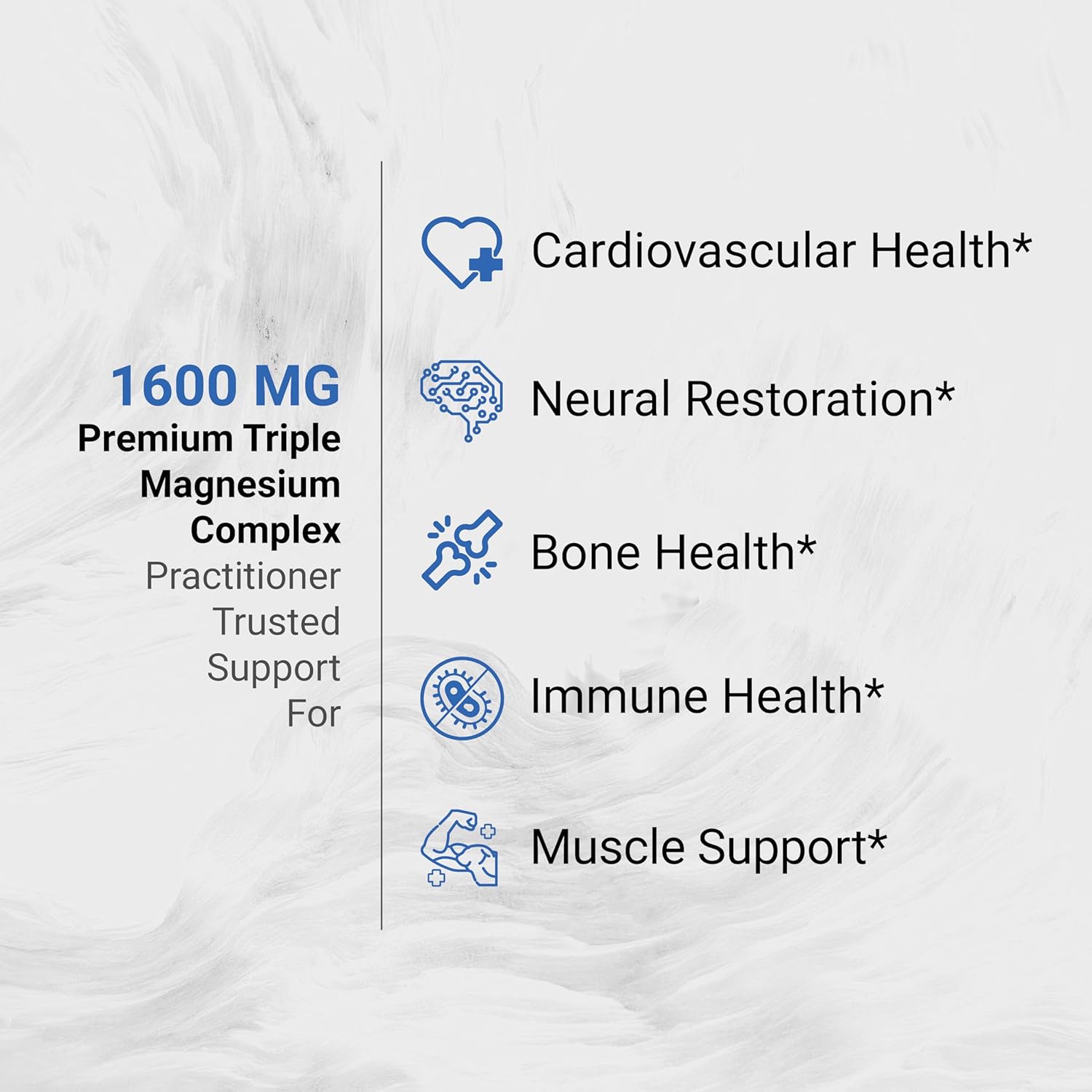 Naturalis Vegan Triple Magnesium Complex | Chelated Glycinate, Citrate & Oxide 1600mg Delivers 250mg Elemental Magnesium | Easily Absorbed for Stress, Muscle, Heart, Bone Support*