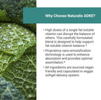 Naturalis Vegan Vitamin ADK with 50mg Tocotrienol and CoQ-10 | Nano-Emulsified in EVOO for Better Absoprtion | Non-GMO, Soy Free and Vegan Society Certified