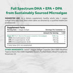 Naturalis Double Strength Vegan Omega 3 DHA, EPA & DPA from Microalgae | Vegan Society Certified, Sustainably Sourced, True Full Spectrum