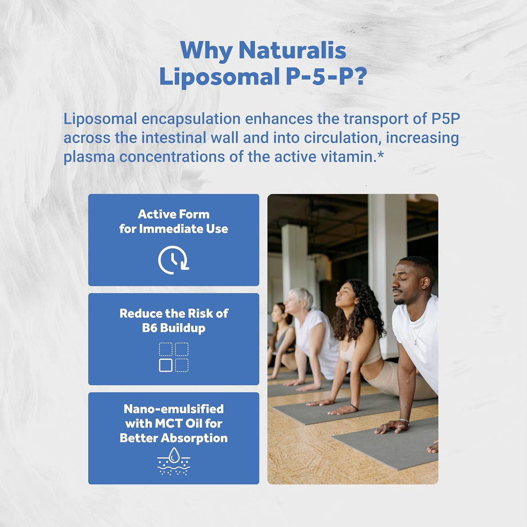 Naturalis Liposomal P-5-P 50mg Activated Vitamin B6 Nano-Emulsified in MCT Oil for Better Absorption | Non-GMO and Soy Free | Support Energy Metabolism and Neurological Function