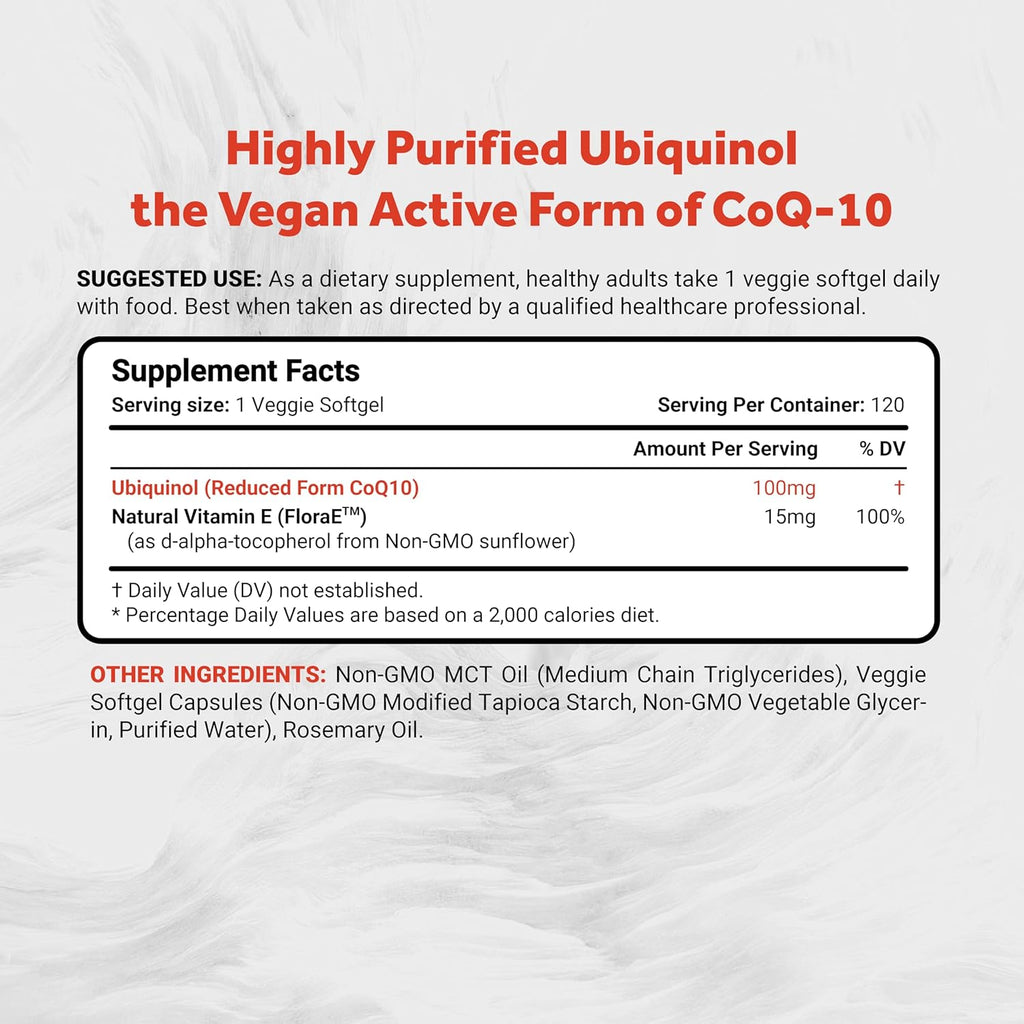 Naturalis Ubiquinol 100mg Active CoQ-10 Emulsified in MCT Oil for Better Absorption | Gluten Free, Non-GMO & Soy-Free | Cardiovascular Wellness, Antioxidant Protection, and Healthy Skin*