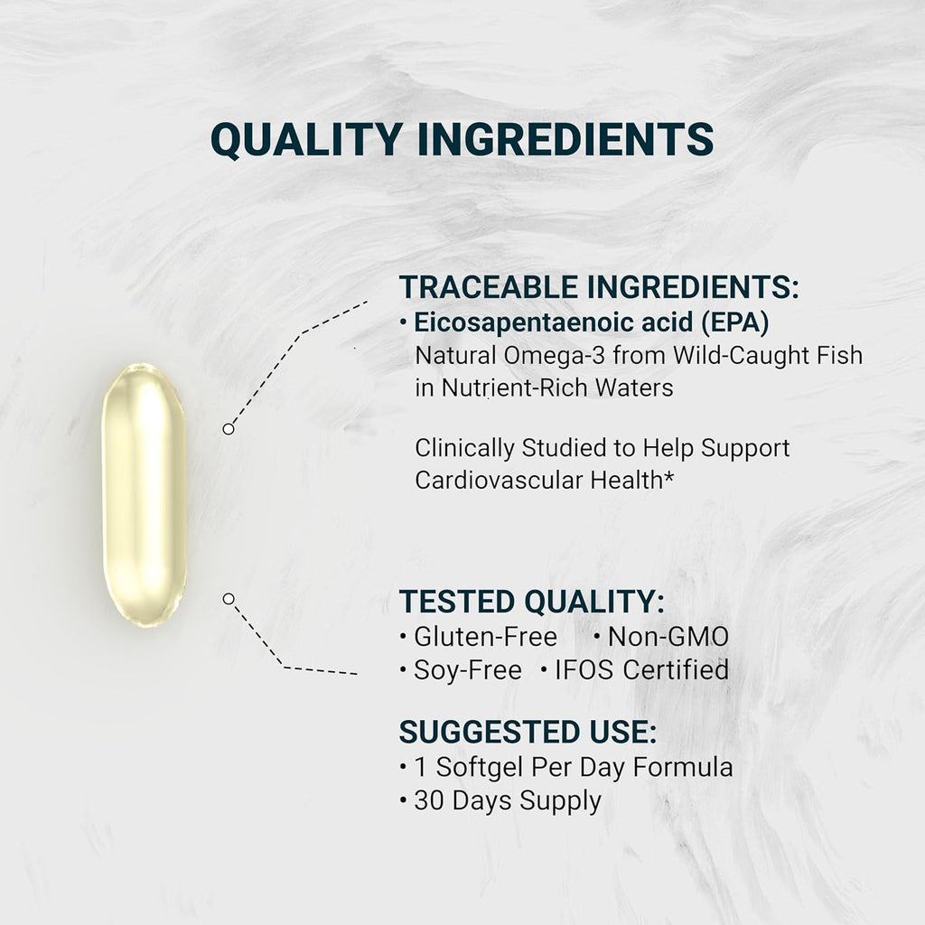Naturalis Triple Strength UltraEPA™ EPA 1000mg | Pharmaceutical Grade High Purity 99% Omega-3 with 96.5% EPA Burpless Fish Oil | IFOS Certified, Sustainably Sourced, Non-GMO | 30 Softgels