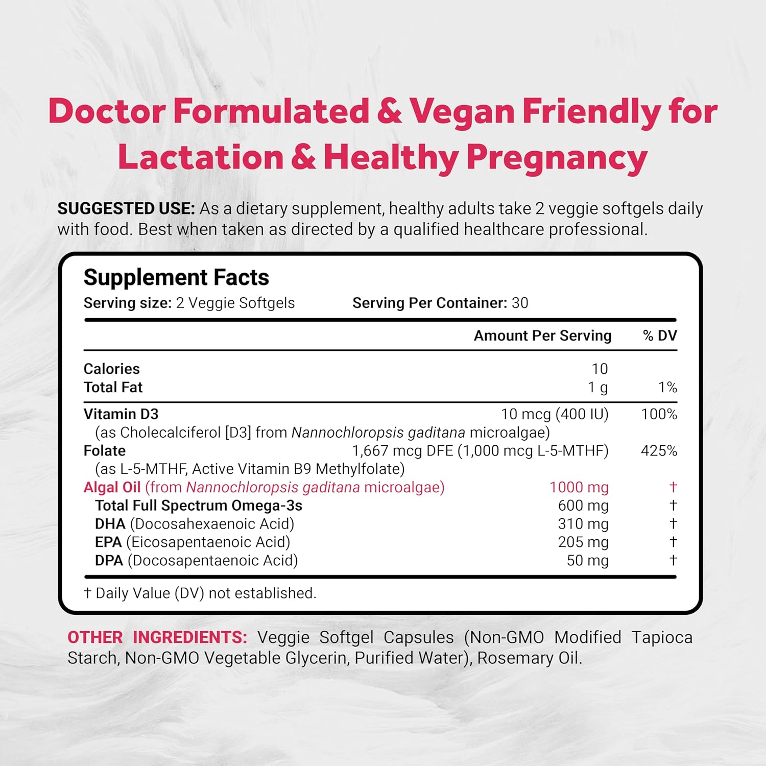 Vegan Prenatal with Full Specrum Omega-3 | Algae  Vitamin D3 & Active Folate image 1
