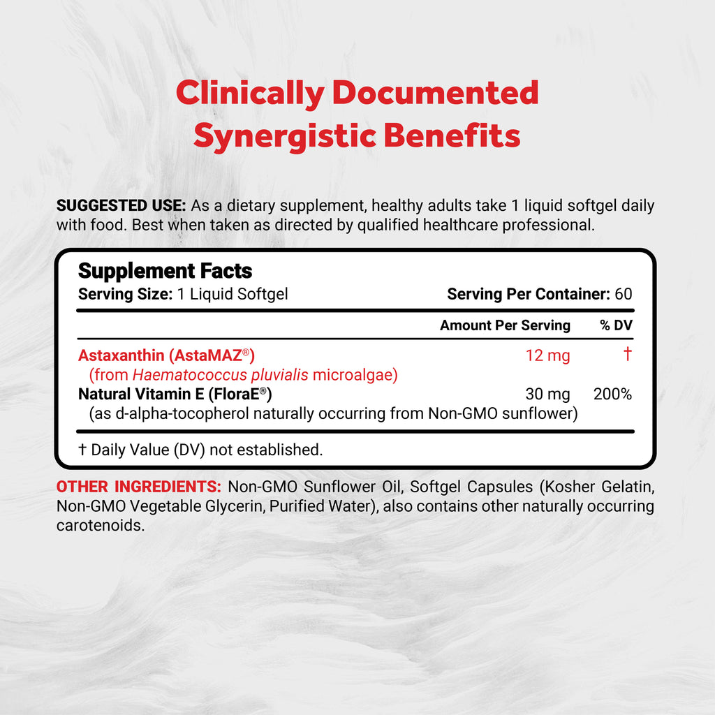 Naturalis New Zealand Astaxanthin (12mg) | Enhanced with Natural Vitamin E | Non-GMO, Soy & Gluten Free