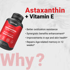 Naturalis New Zealand Astaxanthin (12mg) | Enhanced with Natural Vitamin E | Non-GMO, Soy & Gluten Free