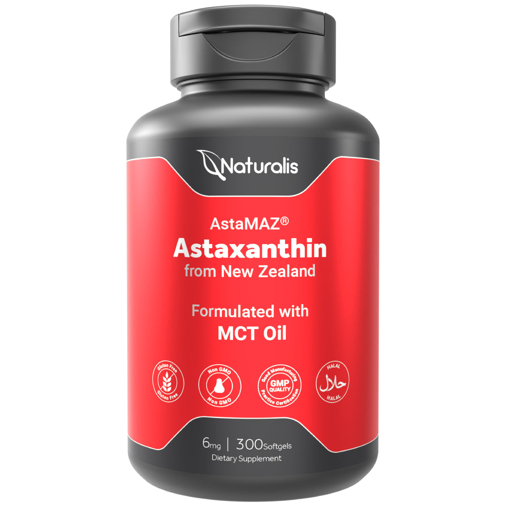 Naturalis New Zealand Astaxanthin (6mg) | from Sustaibaly Grown Microalgae | Non-GMO, Soy & Gluten Free |Mini-Softgels