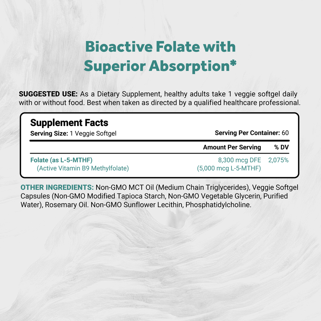 Naturalis Vegan L-5-MTHF 5mg (8300 mcg DFE) | Active Folate for Prenatal & Methylation Support | Vegan, Non-GMO, Soy & Gluten Free