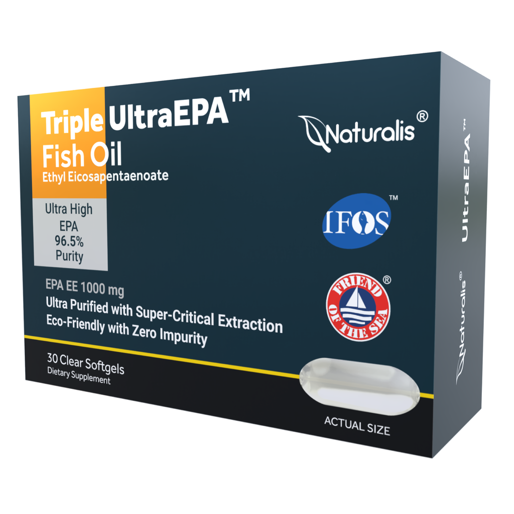 Naturalis Triple Strength UltraEPA™ EPA 1000mg | Pharmaceutical Grade High Purity 99% Omega-3 with 96.5% EPA Burpless Fish Oil | IFOS Certified, Sustainably Sourced, Non-GMO | 30 Softgels