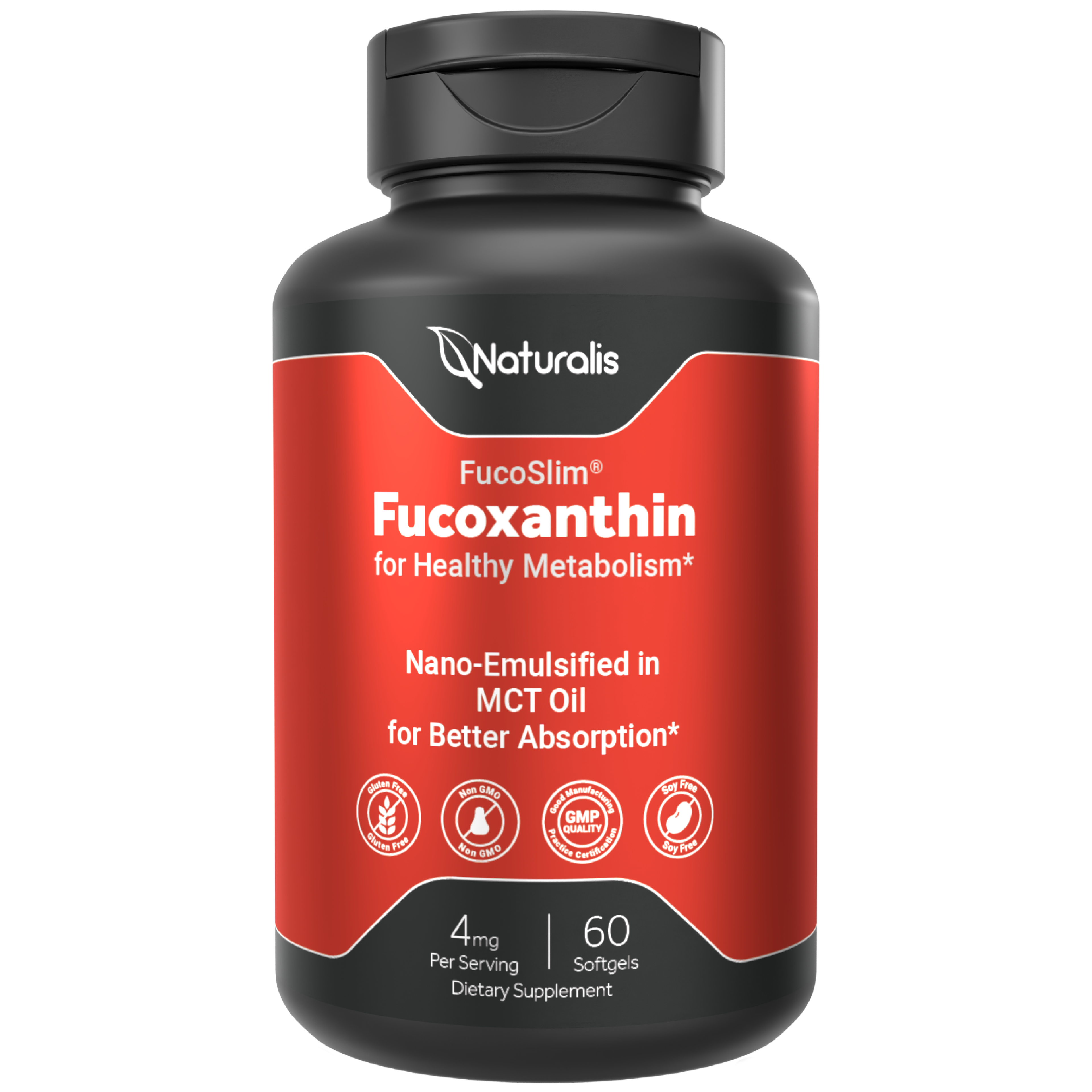 Naturalis New Zealand Fucoxanthin (4mg) | Made with FucoSlim® | Non-GMO, Soy & Gluten Free |