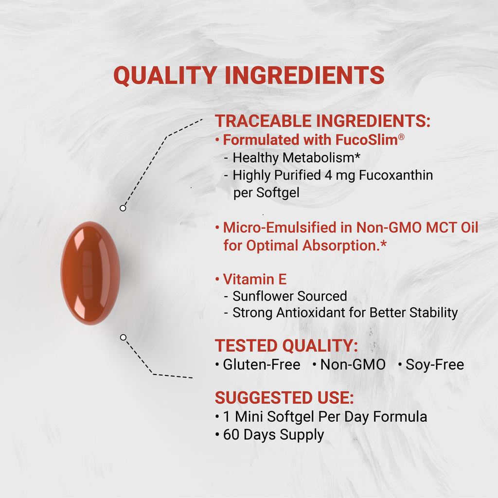 Naturalis New Zealand Fucoxanthin (4mg) | Made with FucoSlim® | Non-GMO, Soy & Gluten Free |