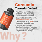 Naturalis NovaSol Curcumin (5,550mg Curcuminoids Equivalent Per Serving) - Clinical Proven with 185X Better Absorption | Antioxidant Support for Brain, Joint & Immune Health* | 30 Servings