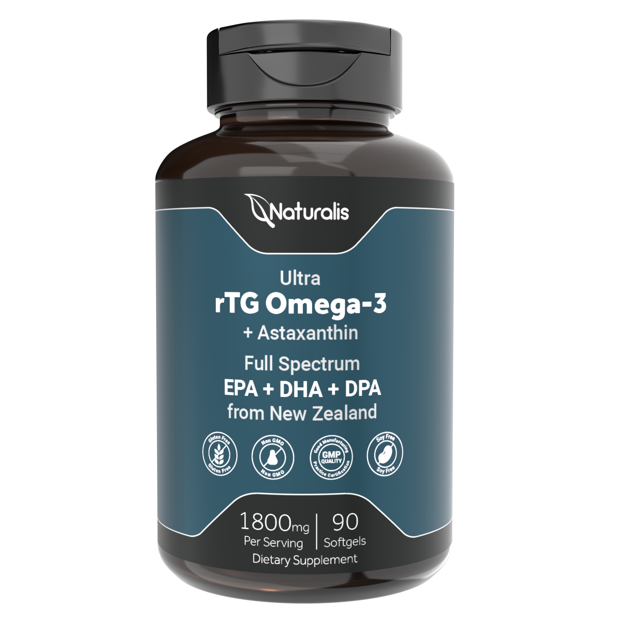 Naturalis Ultra rTG Omega 3 Fish Oil 1800mg from Wild New Zealand Tuna | IFOS Certified & Sustainably Sourced | Full Spectrum Omega3s EPA, DHA & DPA