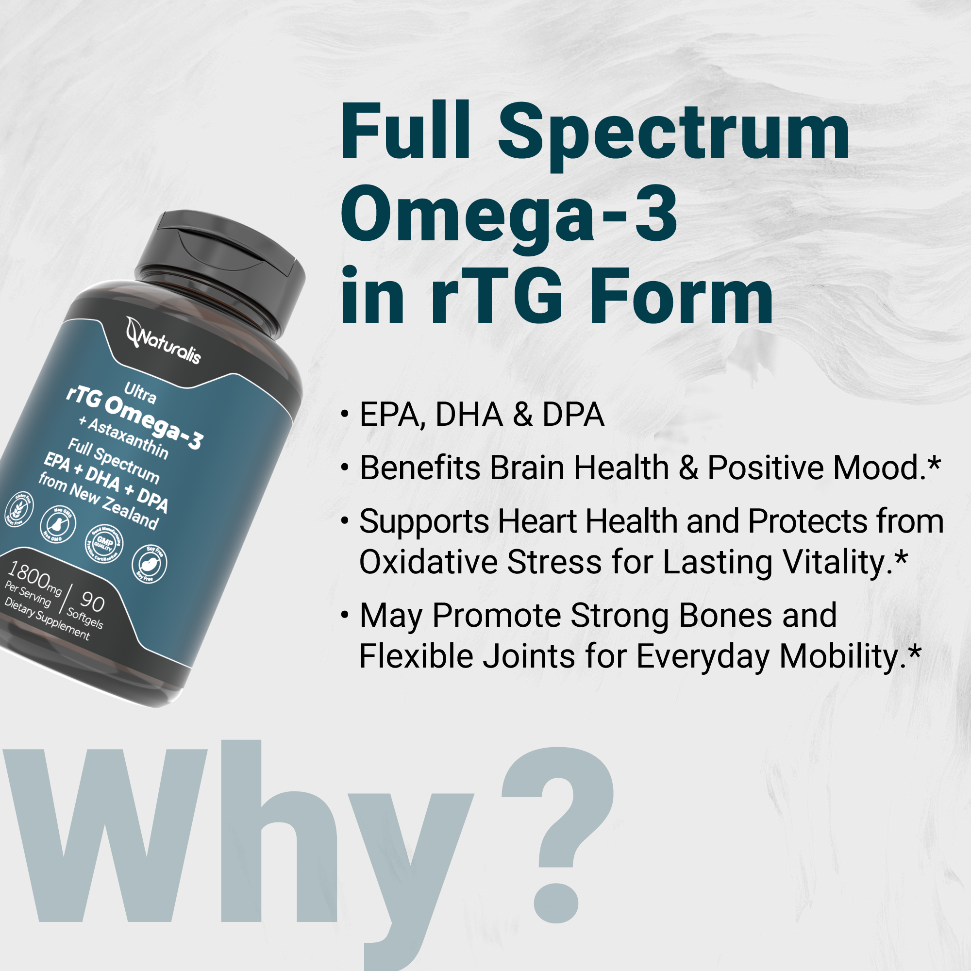 Naturalis Ultra rTG Omega 3 Fish Oil 1800mg from Wild New Zealand Tuna | IFOS Certified & Sustainably Sourced | Full Spectrum Omega3s EPA, DHA & DPA