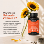 Naturalis Sunflower Vitamin E 1000 IU | High-Potency Natural Mixed Tocopherols, Soy-Free