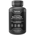 Naturalis Cold Pressed Black Seed Oil 1000mg | 2% Naturally Occurring Thymoquinone (TQ) for Hair, Skin, Nails & Cardiovascular Support | Non-GMO, Gluten & Soy Free