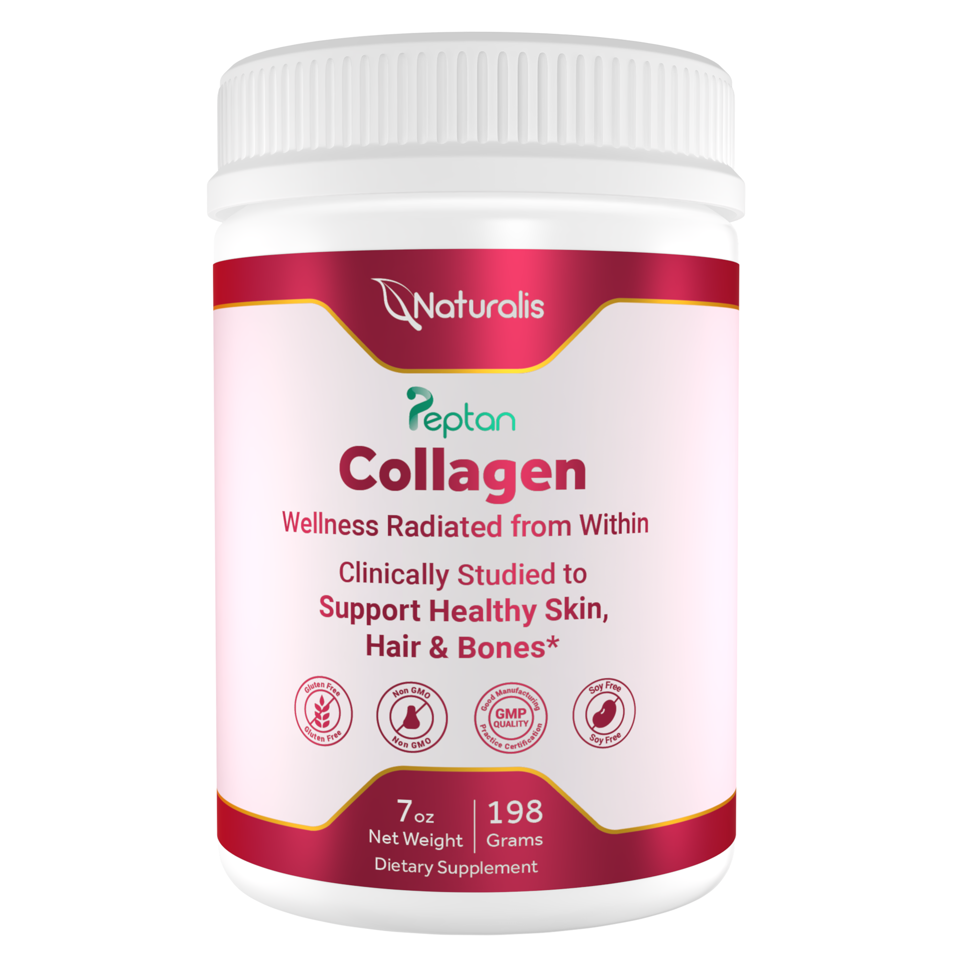 Naturalis Collagen Peptides Powder 7oz | Clinically-Studied Peptan®, Grass-Fed & Tasteless