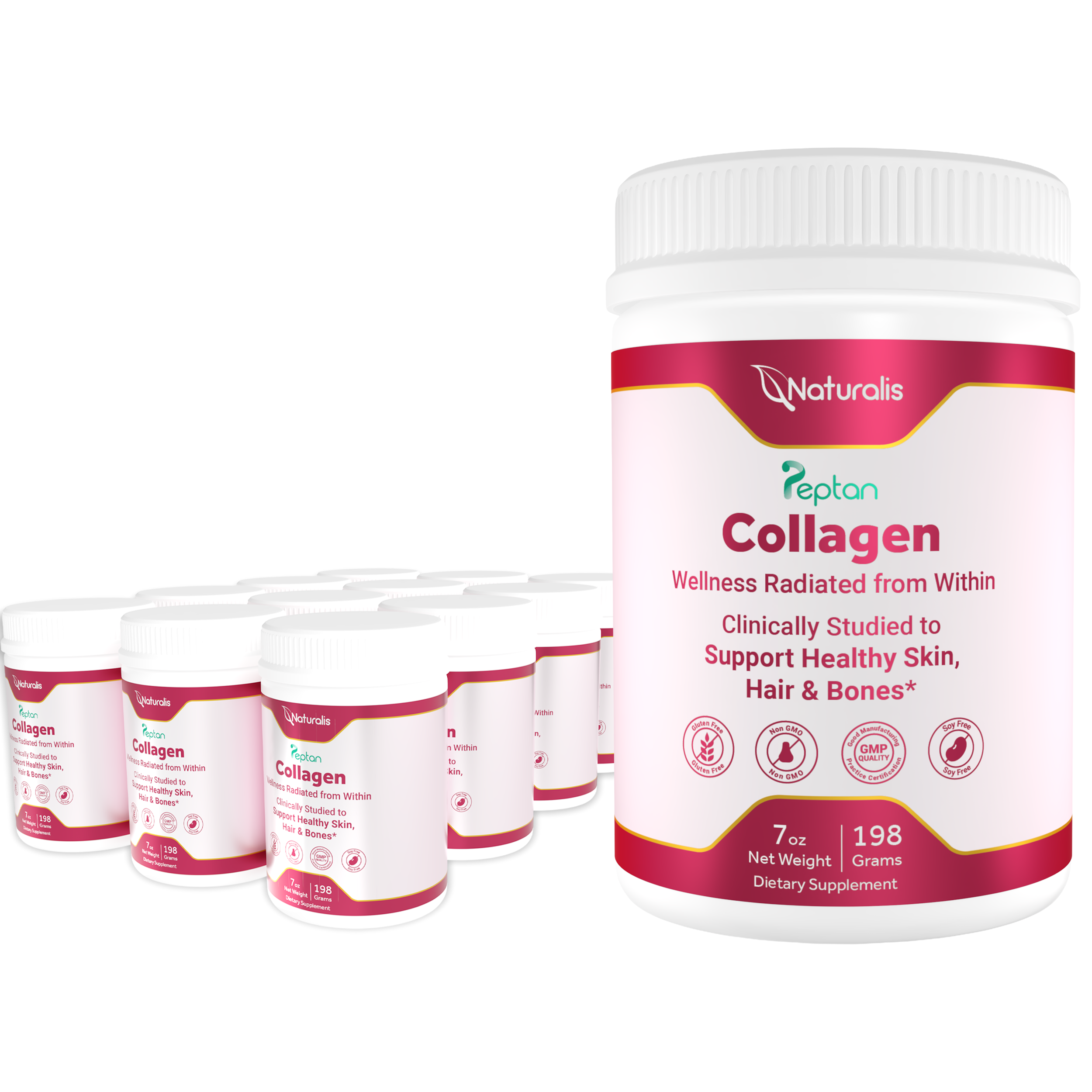 Naturalis Collagen Peptides Powder 7oz | Clinically-Studied Peptan®, Grass-Fed & Tasteless