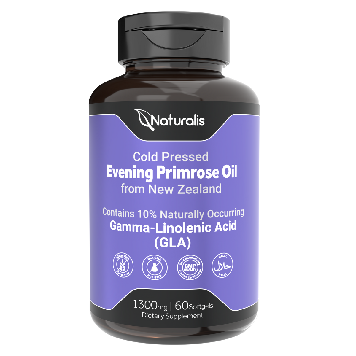 Naturalis Evening Primrose Oil 1300mg | New Zealand-Grown, 10% GLA, 1 Softgel/Day