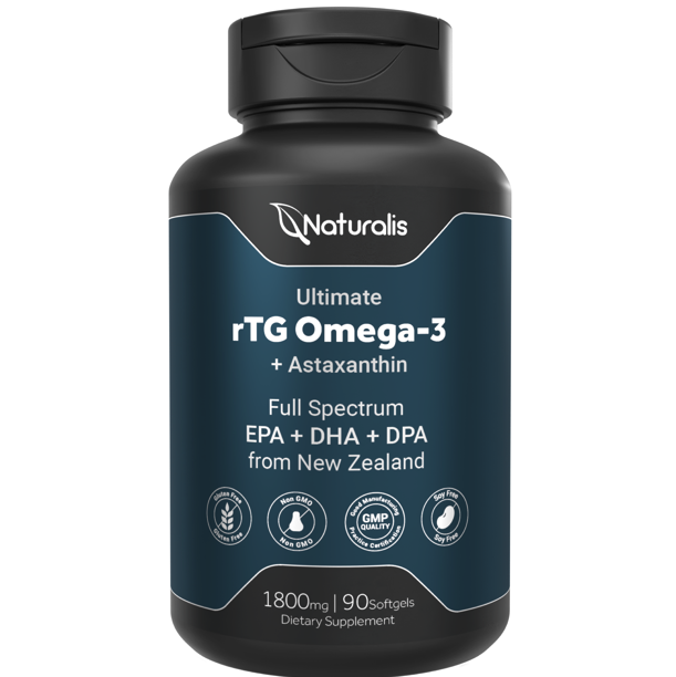 Naturalis Ultimate rTG Omega 3 Fish Oil 1800mg from Wild New Zealand Tuna | IFOS Certified & Sustainably Sourced | Full Spectrum Omega3s EPA, DHA & DPA