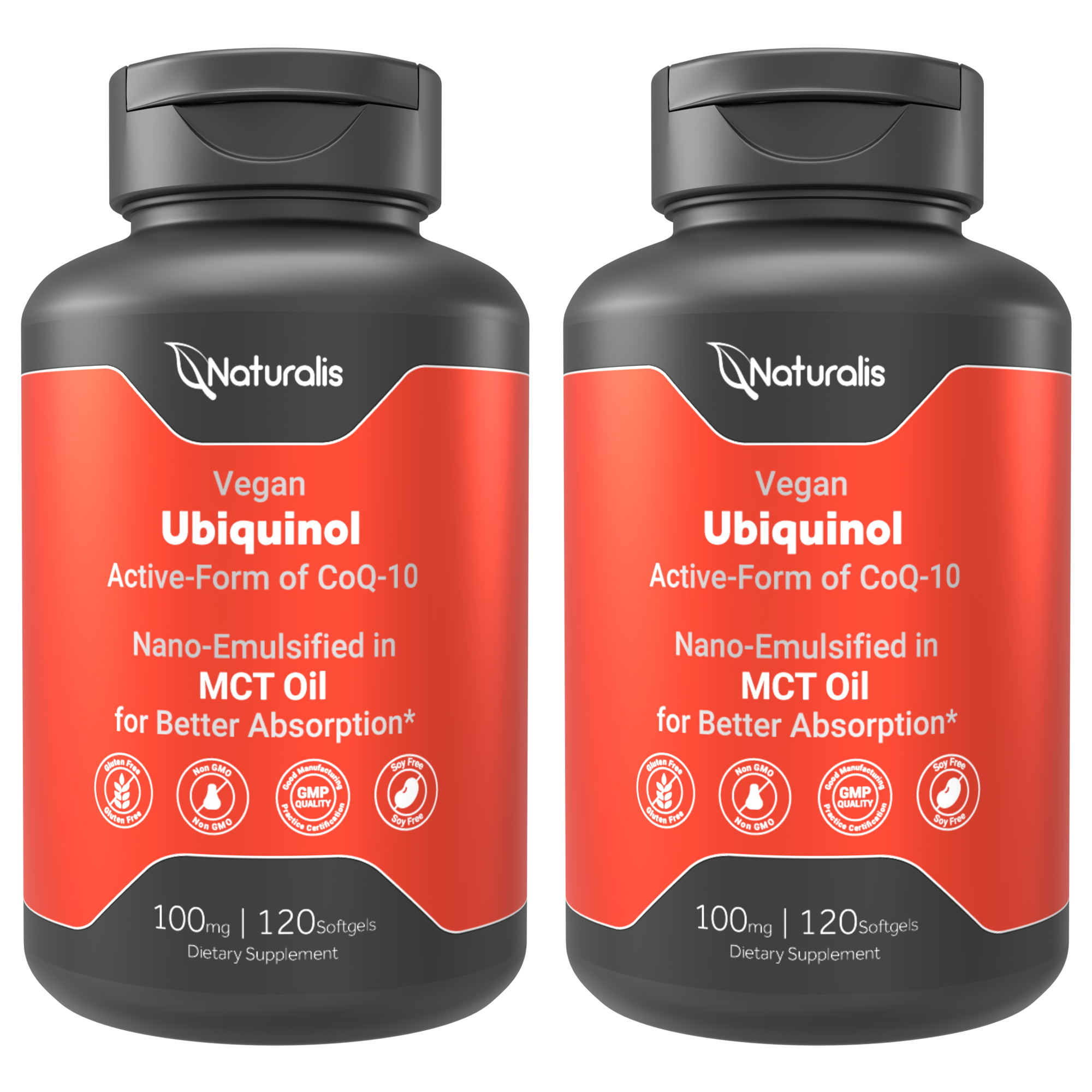 Naturalis Ubiquinol 100mg | Active CoQ-10, Nano-Emulsified, Vegan Softgel for Energy & Heart
