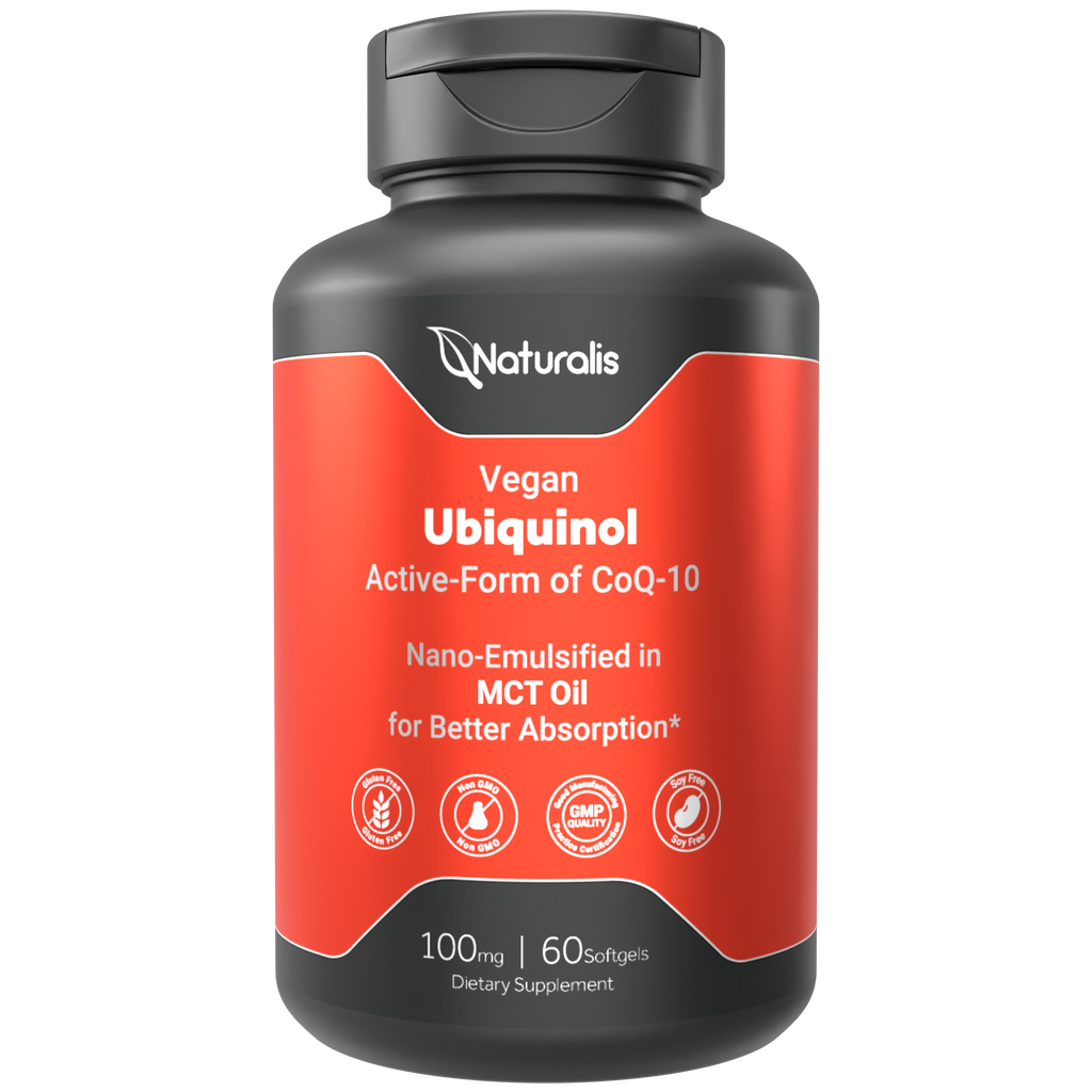 Naturalis Ubiquinol 100mg Active CoQ-10 Emulsified in MCT Oil for Better Absorption | Gluten Free, Non-GMO & Soy-Free | Cardiovascular Wellness, Antioxidant Protection, and Healthy Skin*
