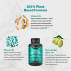 Naturalis Vegan Vitamin D3 + K2 with Extra Virgin Olive Oil | 5000iu Vitamin D with 120mcg MK7 Vitamin K | Better Support for Bone & Immune Health | Vegan Society Certified