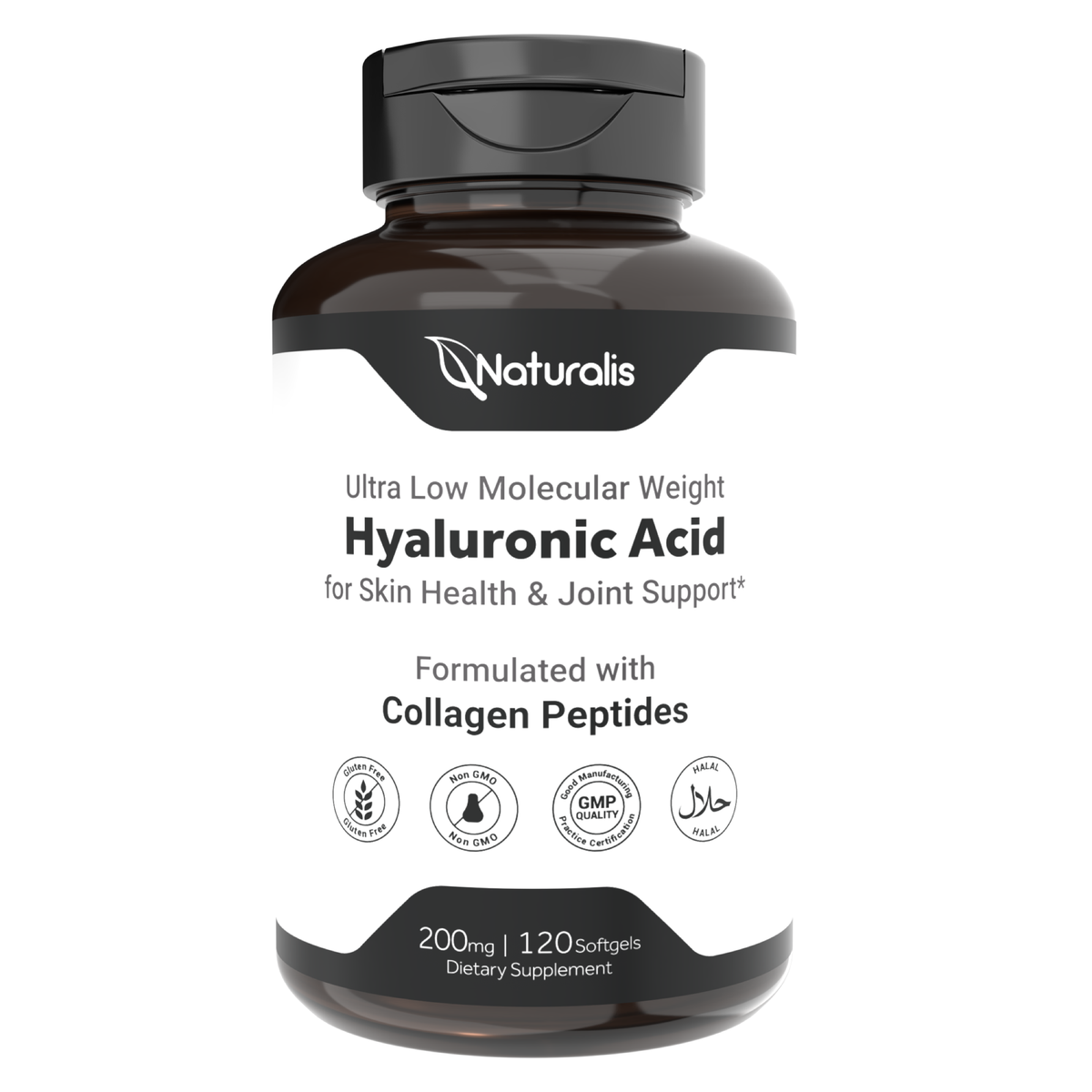 Naturalis Hyaluronic Acid 200mg | Ultra-Low Molecular Weight 5kDa, 10x Absorption + Collagen & Biotin