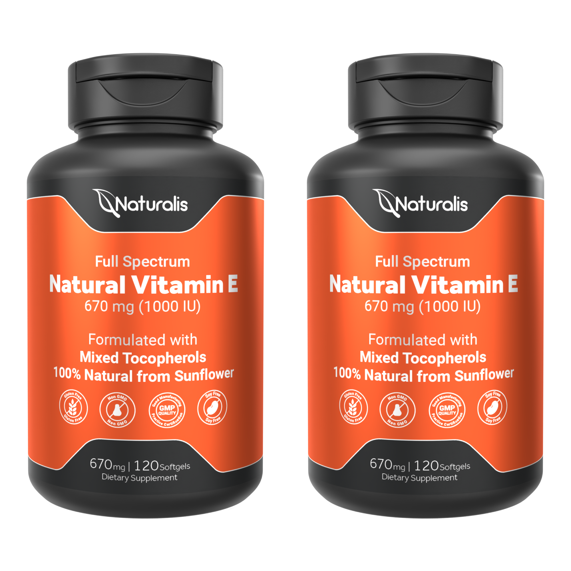 Naturalis Sunflower Vitamin E 670mg (1000 IU) with Mixed Tocopherols | Essential Skin Vitamin & Immune Support | Non-GMO, Soy & Gluten Free